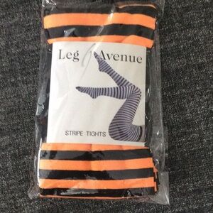 Leg Avenue Black and Orange Stripe Tights